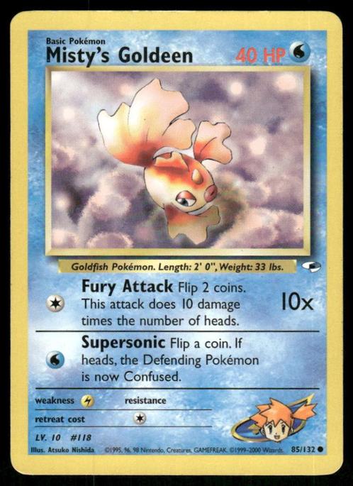 Misty's Goldeen 85/132 - Gym Heroes, Hobby en Vrije tijd, Verzamelkaartspellen | Pokémon, Gebruikt, Verzenden