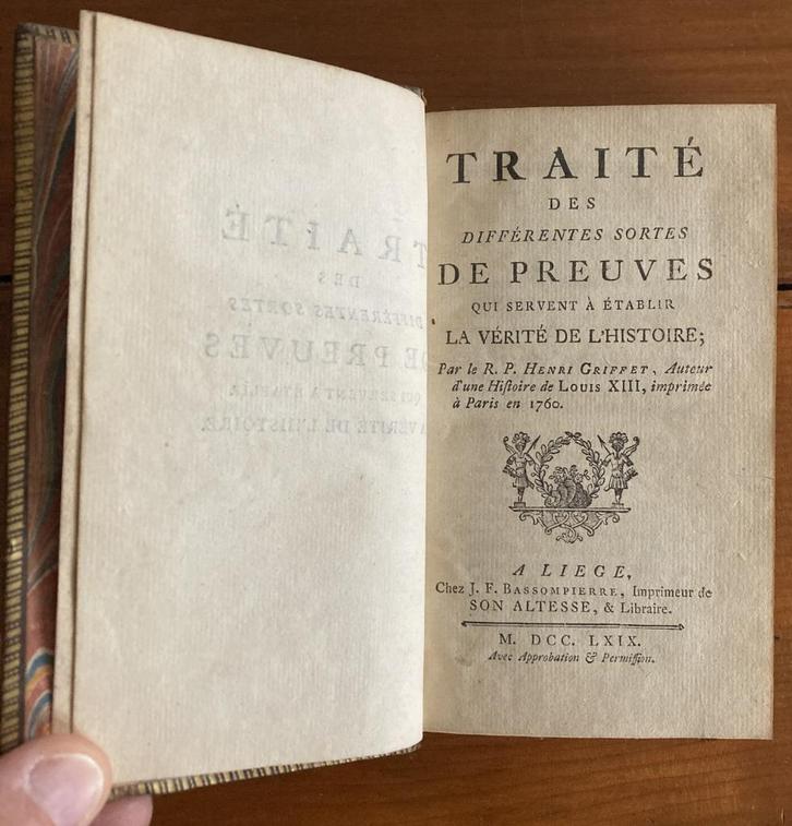 Traité des différentes sortes de preuves (…). Livre ancien, Antiek en Kunst, Antiek | Boeken en Manuscripten, Ophalen of Verzenden