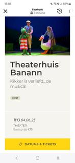 2 tickets de musical kikker is verliefd. 14 u C mine Genk, Ophalen of Verzenden, Nieuw