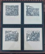 4 litho's van houtsneden Elisabeth Voigt: De vier seizoenen, Antiek en Kunst, Ophalen of Verzenden