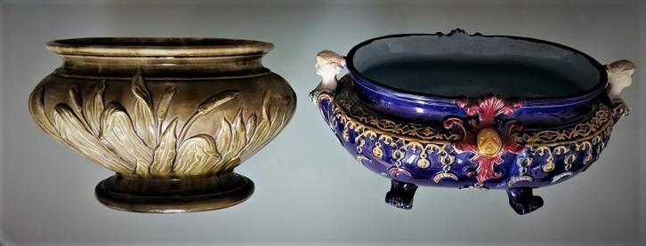 2 19e-eeuwse hoezen voor bloempotten, Antiek en Kunst, Antiek | Vazen, Ophalen of Verzenden