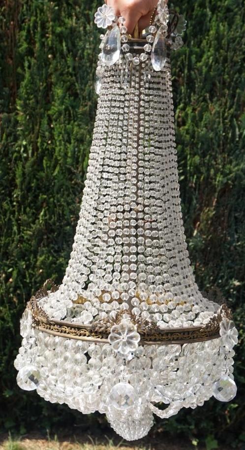 Oude kroonluchter van kristal en verguld brons van Napoleon, Antiek en Kunst, Antiek | Verlichting, Ophalen