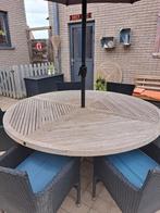Tuintafel rond teak, Tuin en Terras, Ophalen, Gebruikt, Rond, Teakhout