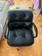SIX KNOLL "POLLOCK" BLACK LEATHER EXECUTIVE ARMCHAIR, Huis en Inrichting, Ophalen, Gebruikt, Zwart, Bureaustoel