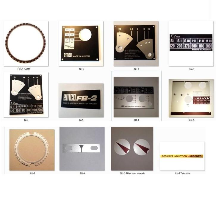 Emco Machine Symboolplaatjes Nieuwe Reproductie , NL, Doe-het-zelf en Bouw, Gereedschap | Freesmachines, Nieuw, Overige soorten