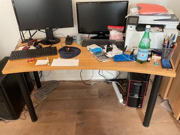 wooden table for computer, monitors