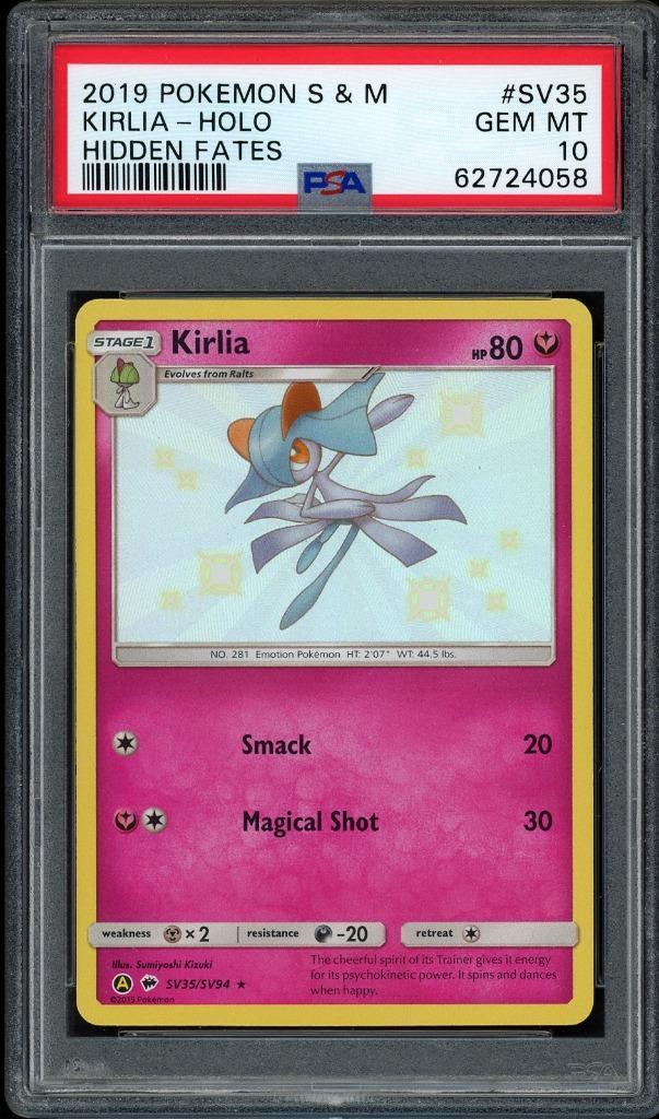 Kirlia Holo PSA 10 - SV35/SV94 - Sun & Moon - Hidden Fates, Hobby en Vrije tijd, Verzamelkaartspellen | Pokémon, Zo goed als nieuw
