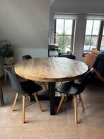 Eettafel mangohout 150cm, 150 tot 200 cm, Rond, Zo goed als nieuw, Vijf personen of meer