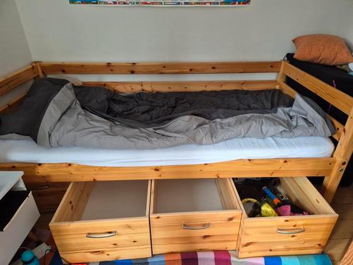 Flexa kinderbed eiken met 4 laden, Kinderen en Baby's, Kinderkamer | Bedden, Zo goed als nieuw, Matras, Ophalen