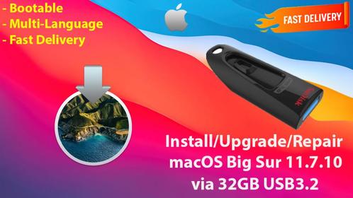 Installeer macOS Big Sur 11.7.10 via USB-Stick zonder DVD, Computers en Software, Besturingssoftware, Nieuw, MacOS, Verzenden