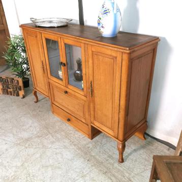 Vitrine/meuble de bar français antique en chêne pâle L 152 H, Enlèvement