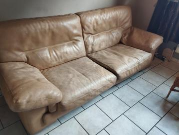 salon en cuir 1x3places et 2x1place, Enlèvement, Utilisé, Cuir
