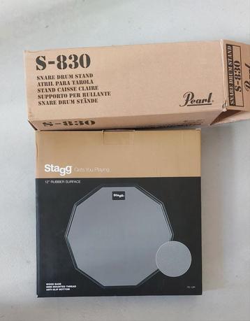 Snare-statief, snaredrum Pearl S830+oefenpad Stagg beschikbaar voor biedingen