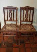 Te herstellen houten stoelen met rieten zitvlak, Huis en Inrichting, Stoelen, Riet of Rotan, Twee, Gebruikt, Bruin