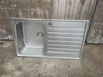 Inox spoelbak + afvoer en afdruiprek, Huis en Inrichting, Keuken | Keukenelementen, Ophalen, Zo goed als nieuw, 50 tot 100 cm