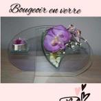 Bougeoir en verre avec décoration Orchidée, Huis en Inrichting, Woonaccessoires | Kandelaars en Kaarsen, Ophalen of Verzenden