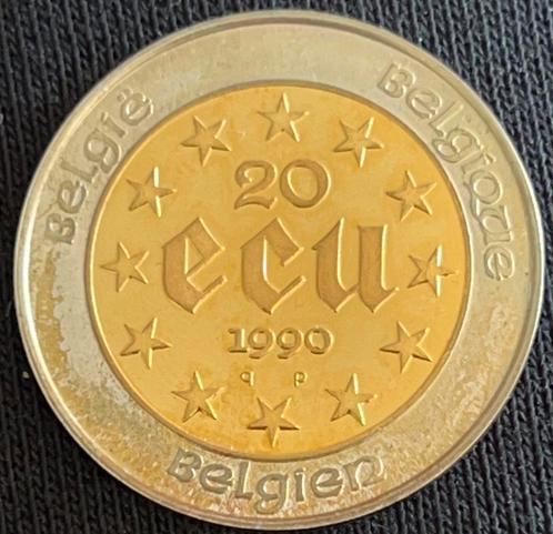 20 Ecu gouden en zilveren Koning Boudewijn-jubileummunt, Postzegels en Munten, Edelmetalen en Baren, Goud