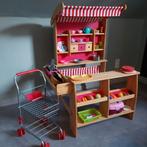 Houten speelgoed winkeltje, incl. spulletjes en karretje, Enlèvement, Utilisé