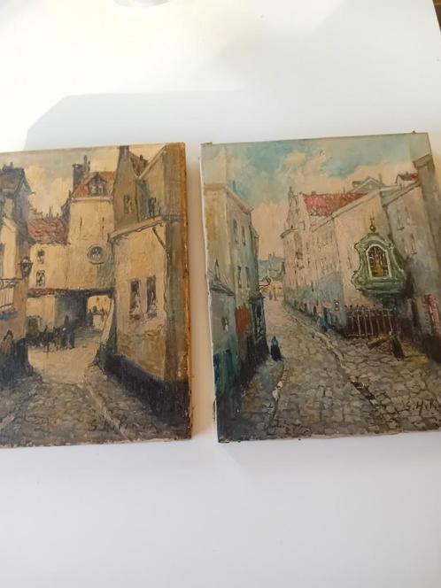 2 Oude schilderijen, Antiek en Kunst, Curiosa en Brocante, Ophalen of Verzenden