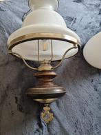 Kroonluchter in landelijke stijl met opaline glazen koepel, Huis en Inrichting, Lampen | Kroonluchters, Ophalen of Verzenden, Gebruikt