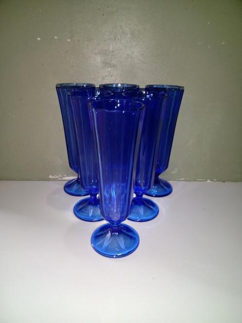 Prachtige set van 6 x bril in nieuwstaat Blauw, Verzamelen, Glas en Drinkglazen, Ophalen of Verzenden
