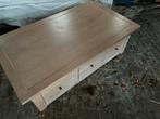 Table de salon avec 3 tiroirs traversants bois blanchi, 50 tot 100 cm, 100 tot 150 cm, Gebruikt, Eikenhout