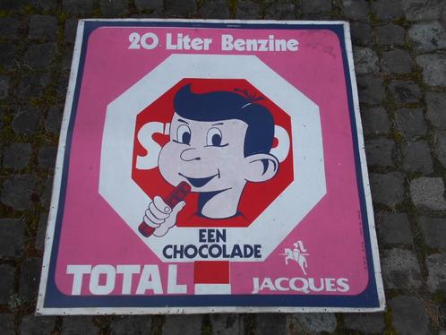 Total Pétrole Chocolat Jacques (1m20 par 1m20) Années 70, Collections, Marques & Objets publicitaires, Utilisé, Panneau publicitaire