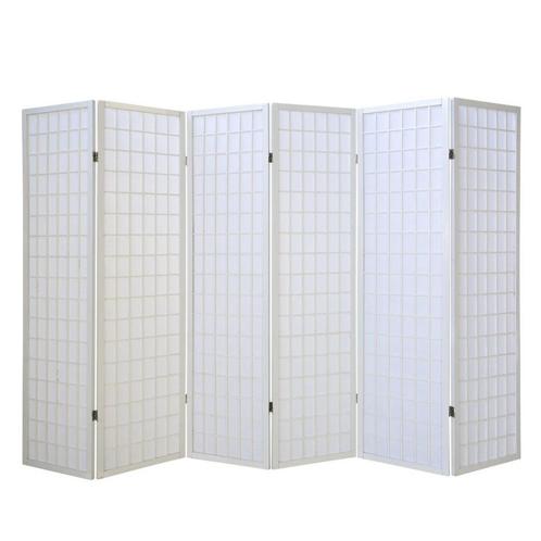 Kamerscherm hout scheidingswand 6 delig Japanse stijl wit, Maison & Meubles, Accessoires pour la Maison | Paravents d'intérieur