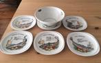 6 originele visborden met serveerkom, Enlèvement, Comme neuf, Porcelaine, Assiettes(s)