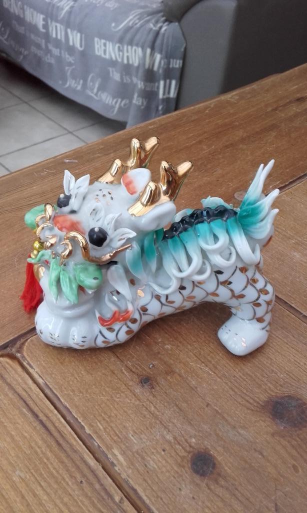 Vintage Chinese keramische Fu Dog draak, Antiek en Kunst, Curiosa en Brocante, Ophalen of Verzenden