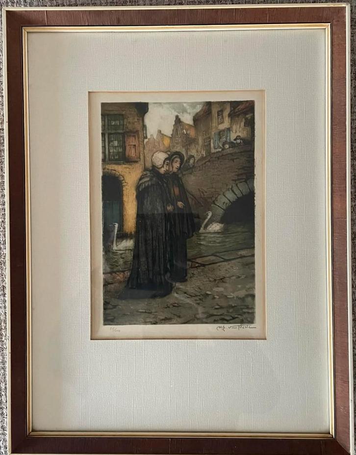 Ets Alfred Van Neste (1874-1969) Brugge, Antiek en Kunst, Kunst | Etsen en Gravures, Ophalen