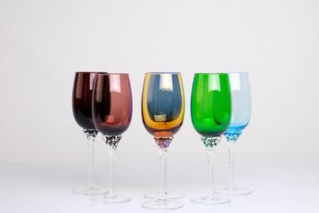 Vintage glazen met gedraaide steel - jaren 80 beschikbaar voor biedingen
