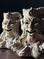 Set van 2 Hand carved marmeren maskers Satyr, Ophalen, Mens