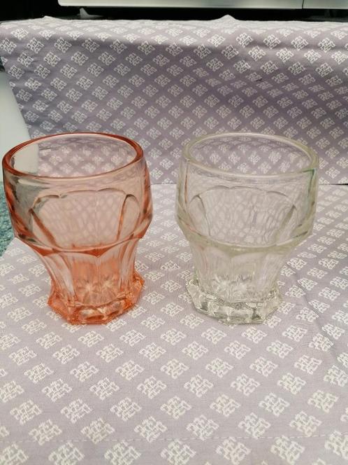 Vintage jaren 40. 2 limonade glazen zeer zwaar, Antiek en Kunst, Curiosa en Brocante, Ophalen