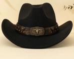 Cowboyhoed Zwart grote Bull 'S Lederen Band (Nieuw), Ophalen of Verzenden, Nieuw, Hoed