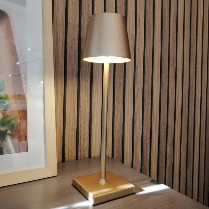 Oplaadbare tafellamp goud-zwart-wit met touch dim functie, Hobby en Vrije tijd, Elektronica-componenten, Nieuw, Ophalen of Verzenden