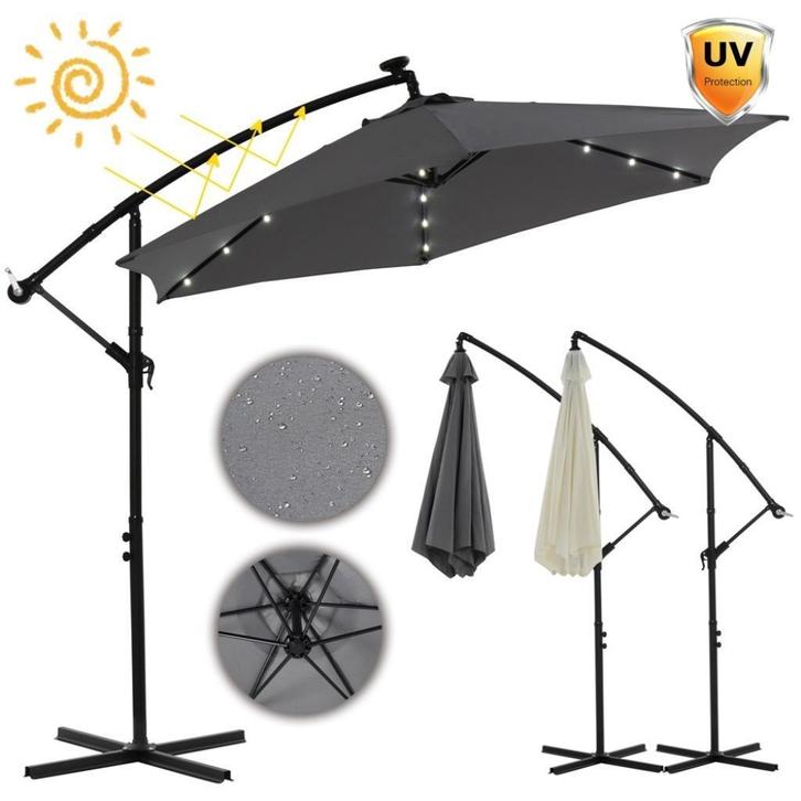 Parasol Zonnescherm Zweefparasol Zwengel 300 of 350cm NIEUW, Jardin & Terrasse, Parasols, Parasol flottant, Enlèvement