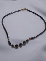 Collier vintage perles noires/coeurs en hématite, Avec pendentif, Noir, Enlèvement ou Envoi, Neuf