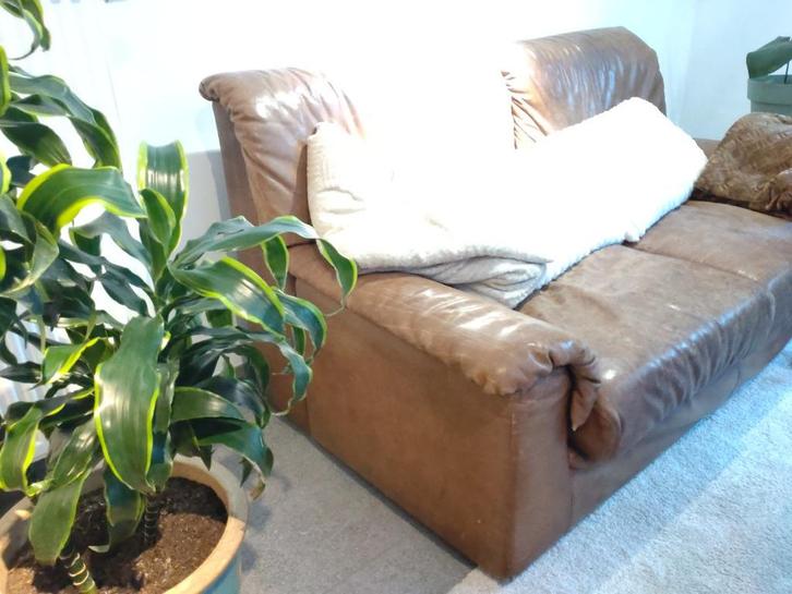Lederen "tweezit" Sofa, Huis en Inrichting, Zetels | Zetels, Gebruikt, Rechte bank, Tweepersoons, 150 tot 200 cm, 100 tot 125 cm