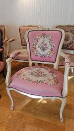 Vintage handgeborduurde armstoelen Louis XV barokstijl, Antiek en Kunst, Ophalen