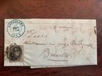 Zeer mooie Belgische postzegel op brief 1855, Met envelop, Koninklijk huis, Frankeerzegel, Ophalen of Verzenden