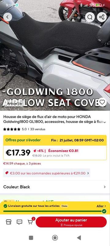 Housse de selle Goldwing  beschikbaar voor biedingen