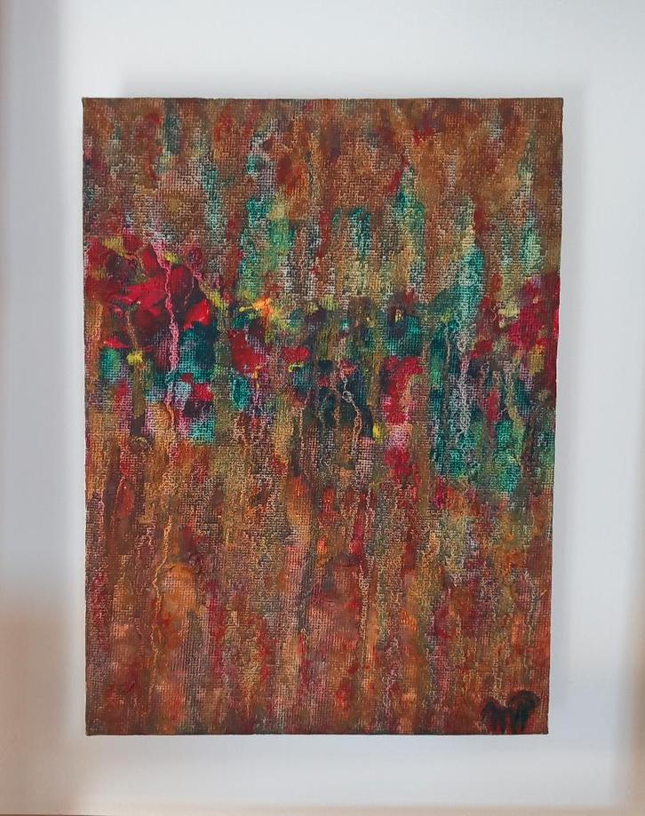 Schilderijtje in olieverf, 15x20 cm. Autumn charm., Antiek en Kunst, Kunst | Schilderijen | Abstract, Verzenden