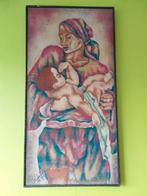 Afrikaans zand schilderij kubongo 1978 groot 122 x 64 cm, Antiek en Kunst, Kunst | Overige Kunst, Ophalen of Verzenden
