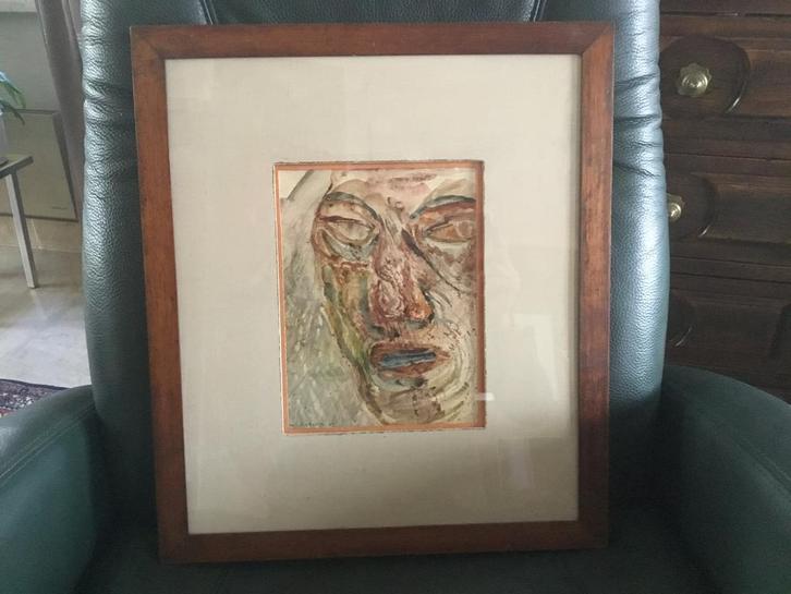 W.(Werner)Cuvelier 66-vroeg werk/achter glas-afm. 49x42,5cm., Antiek en Kunst, Kunst | Schilderijen | Klassiek, Ophalen