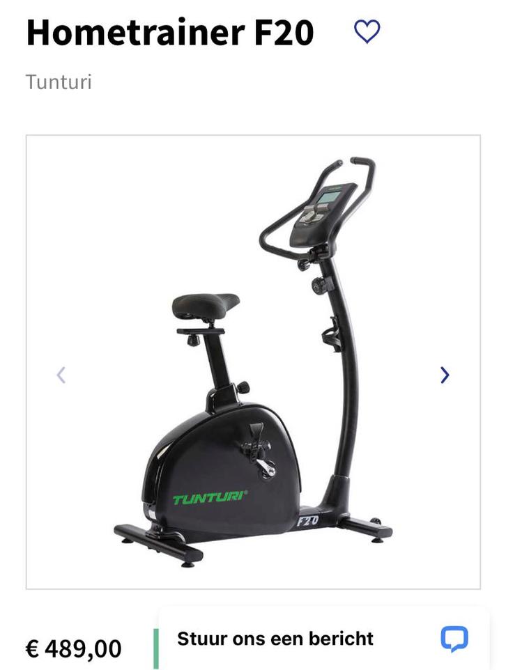 Vélo d'exercice Tunturi F20, Sports & Fitness, Appareils de fitness, Comme neuf, Vélo d'appartement, Jambes, Autres matériaux