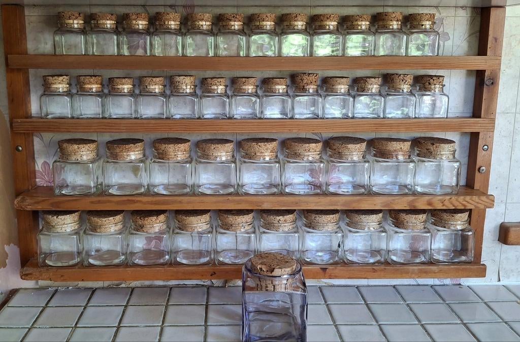 Lot Pots à épices en verre et liège, Maison & Meubles, Enlèvement, Verre