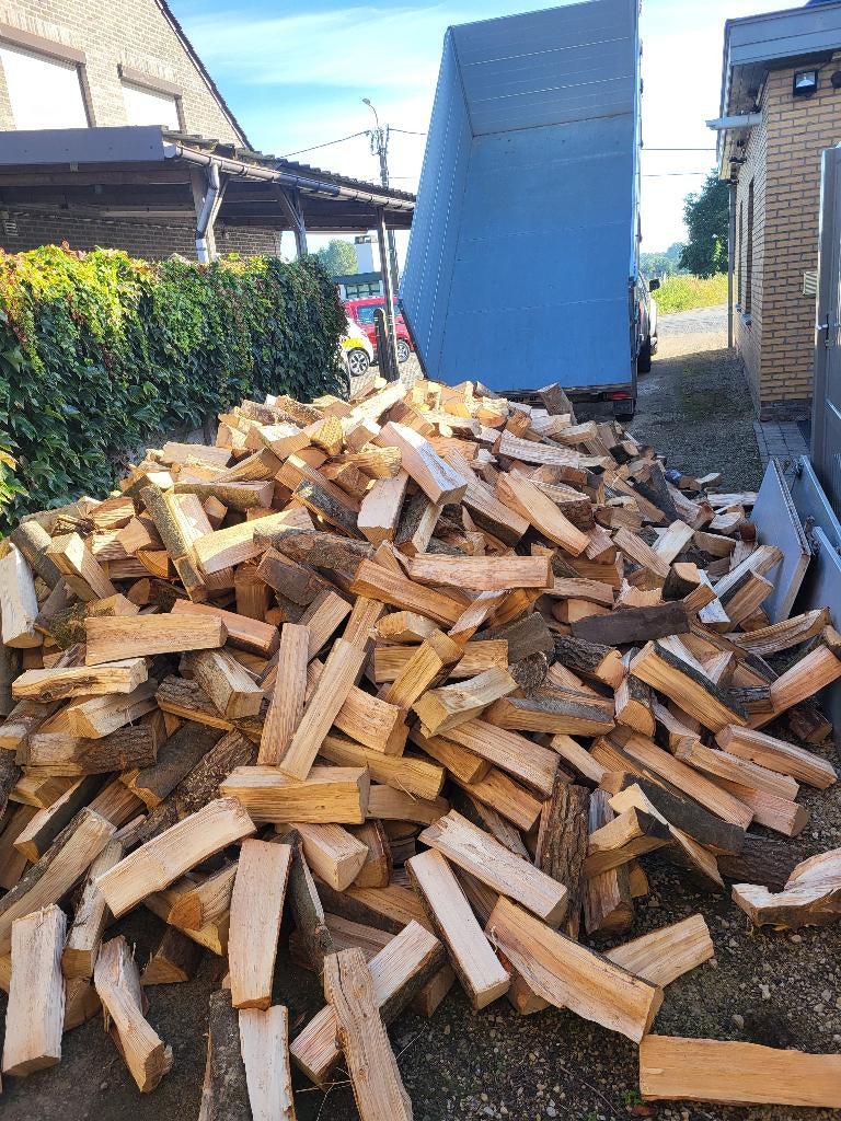 halfdroog en droog brandhout eik beuk es, Tuin en Terras, Brandhout, 3 tot 6 m³, Ophalen, Beukenhout, Blokken