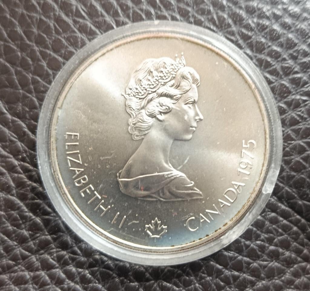 Zilveren 5 Dollars munt  -  Olympische Spelen Montreal 1976, Postzegels en Munten, Ophalen, Noord-Amerika, Losse munt, Zilver