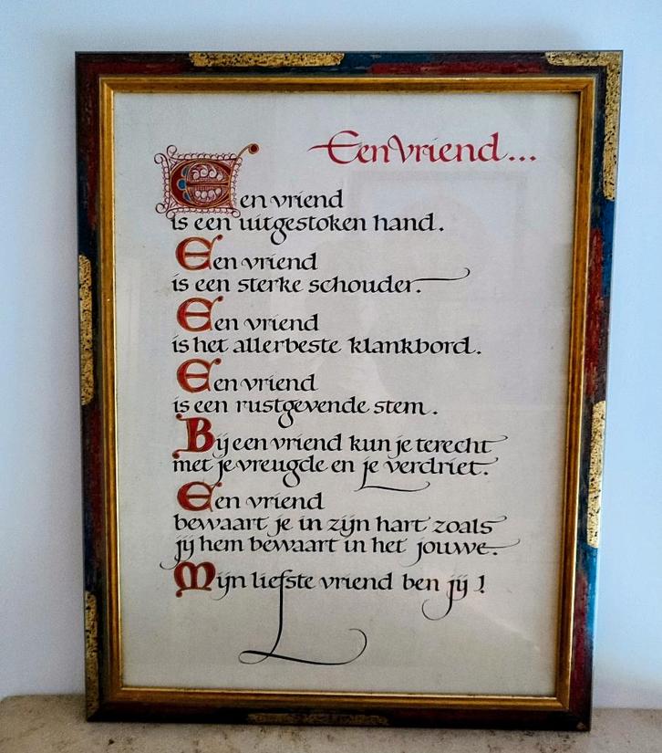 Een vriend. Super mooie tekst in prachtig kader. 67 x 52 cm, Huis en Inrichting, Woonaccessoires | Wanddecoraties, Gebruikt, Ophalen of Verzenden
